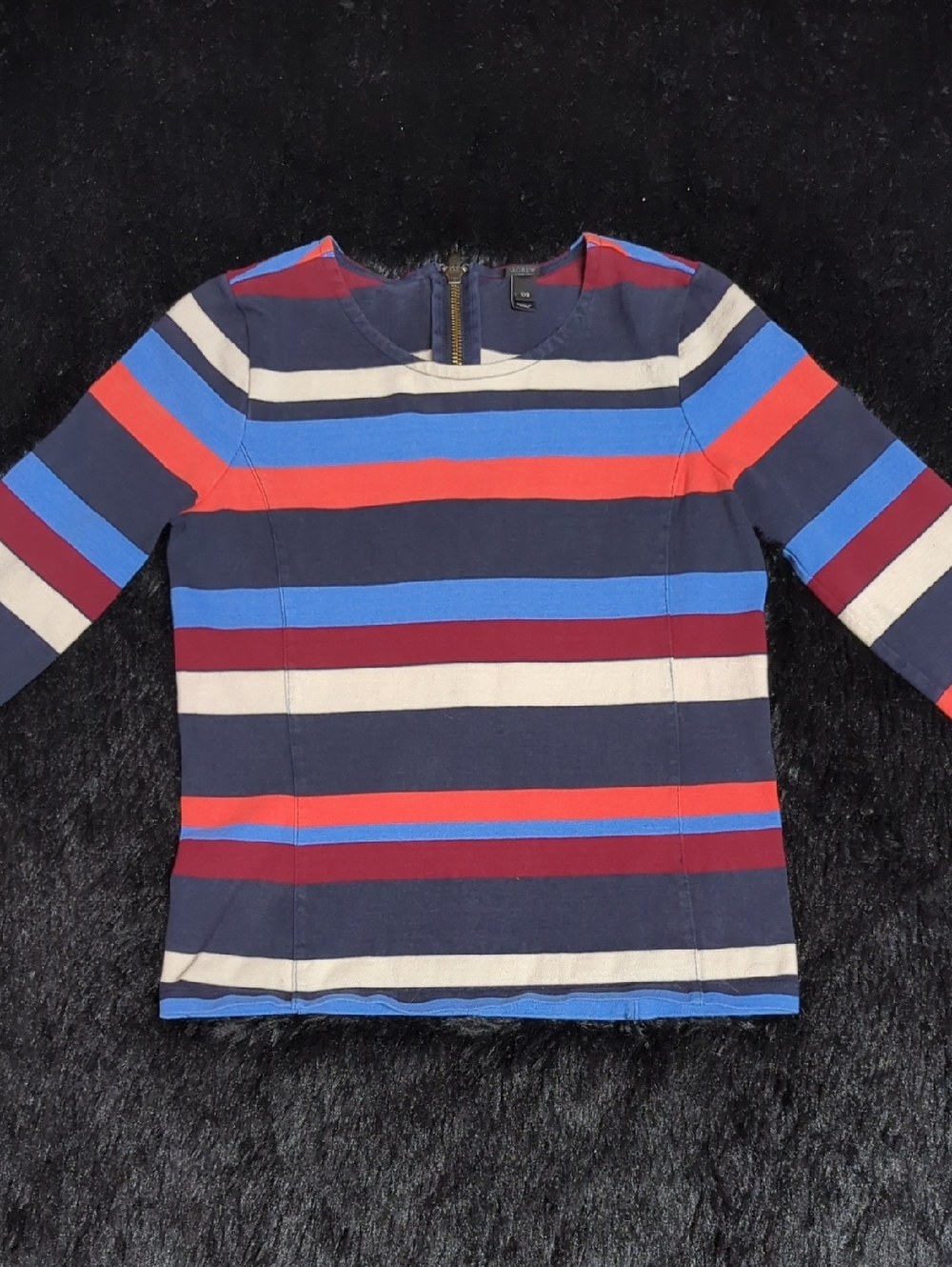 J.Crew Navy, Red & Cream Striped Crew Top
